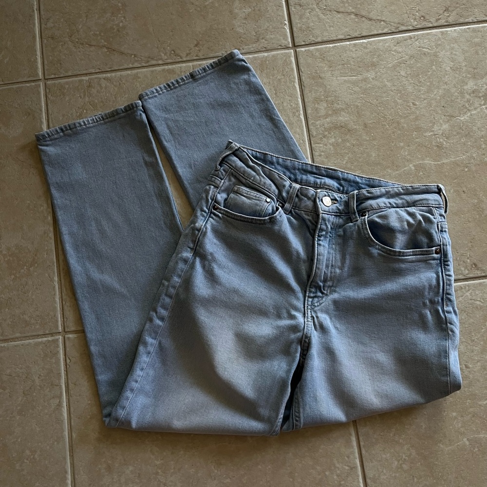 Vintage Blue Denim Straight Leg Jeans